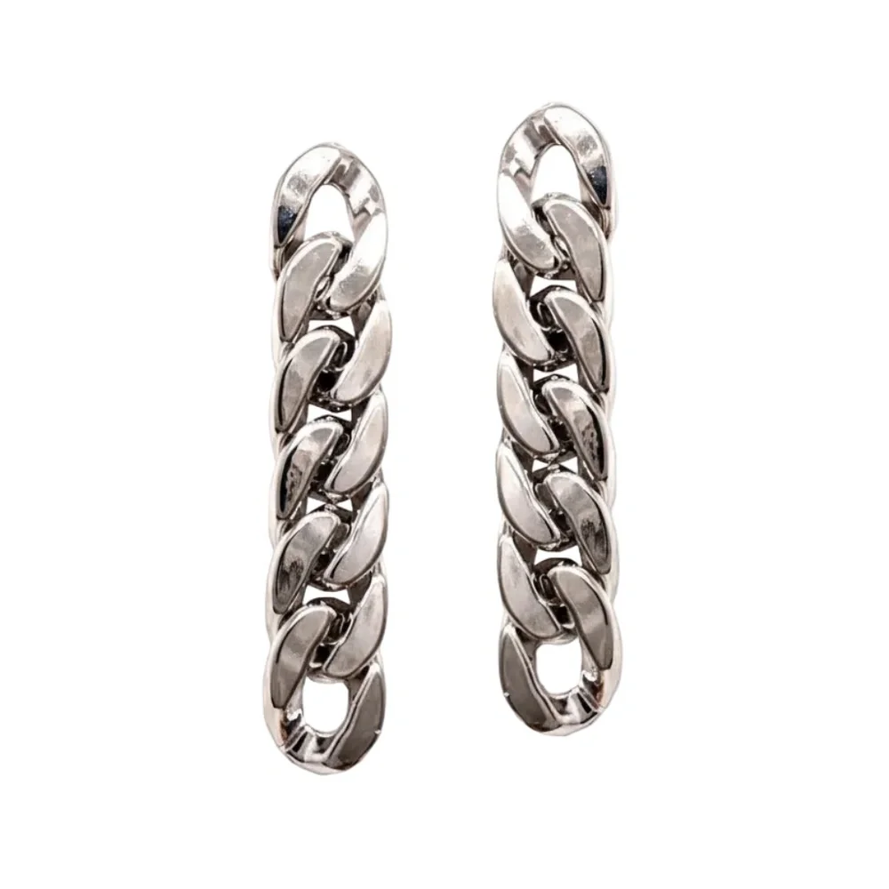 Womens Silver Tone Chain‎ Link Earrings